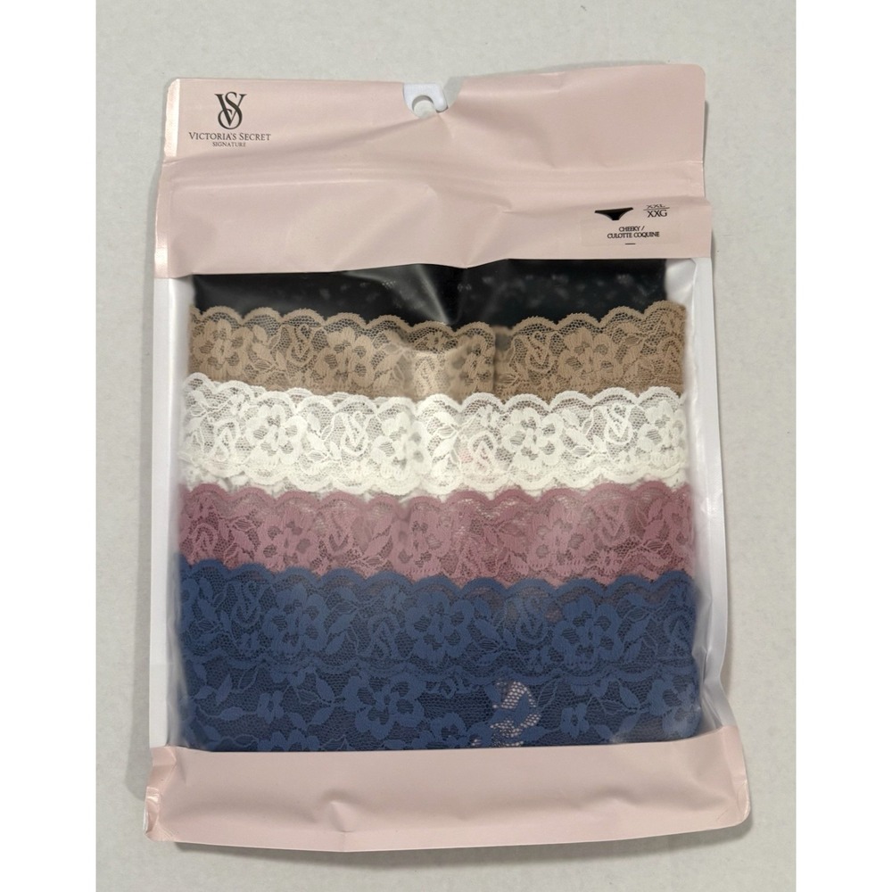 Victoria's Secret Underwear XXL Lace Trim Cheeky Panties 5 Pack Assorted Color